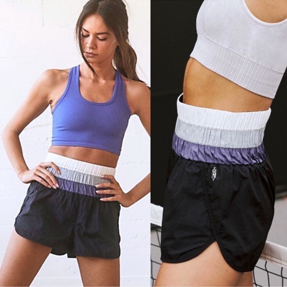 Free People Movement The Way Home Black Gradient Stripe Shorts